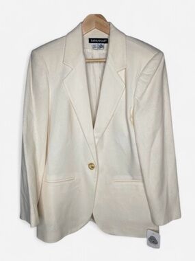 Vintage 90's Savannah 100% Pure Wool Ivory Preppy Blazer